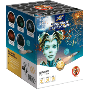 Compact ETOILES – 25 Coups Bombettes Scintillantes Multicolores - La Boutique De L'artificier