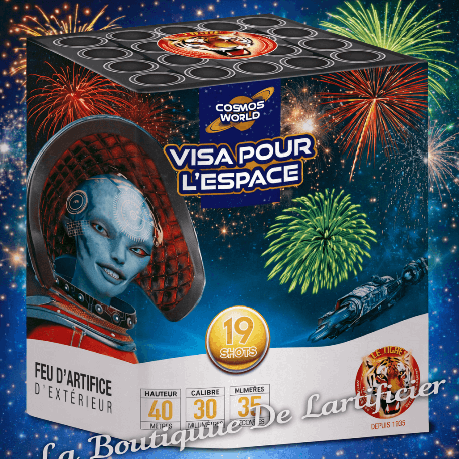 Compact VISA POUR L’ESPACE – 19 Comètes et Bombettes Multicolores - La Boutique De L'artificier