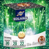 Compact SOLARIS – 16 Coups Comètes Vert Émeraude et Pluie Crépitante - La Boutique De L'artificier