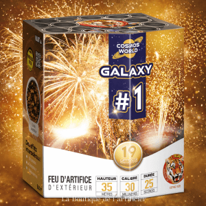 Compact GALAXY 1 – 19 Coups Comètes Sifflantes et Crépitantes Or - La Boutique De L'artificier