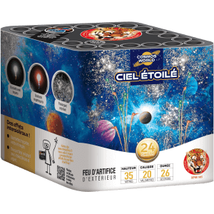 Compact CIEL ÉTOILÉ – 24 Coups Bombettes Traçantes Rouge et Vert - La Boutique De L'artificier