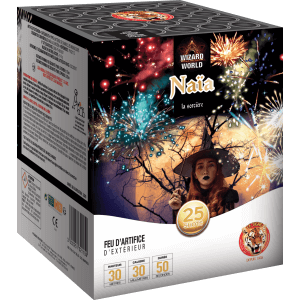 Compact NAÏA – 25 Shots Comètes et Étoiles Multicolores - La Boutique De L'artificier