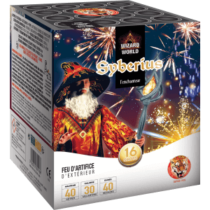 Compact SYBERIUS – 16 Shots Effets Bleus Saphir et Kamuro Or Argent - La Boutique De L'artificier