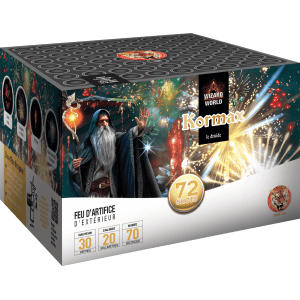 Compact KORMAX – 72 Shots Effets Kamuro et Bouquets Scintillants - La Boutique De L'artificier