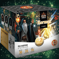 Compact KORMAX – 72 Shots Effets Kamuro et Bouquets Scintillants - La Boutique De L'artificier