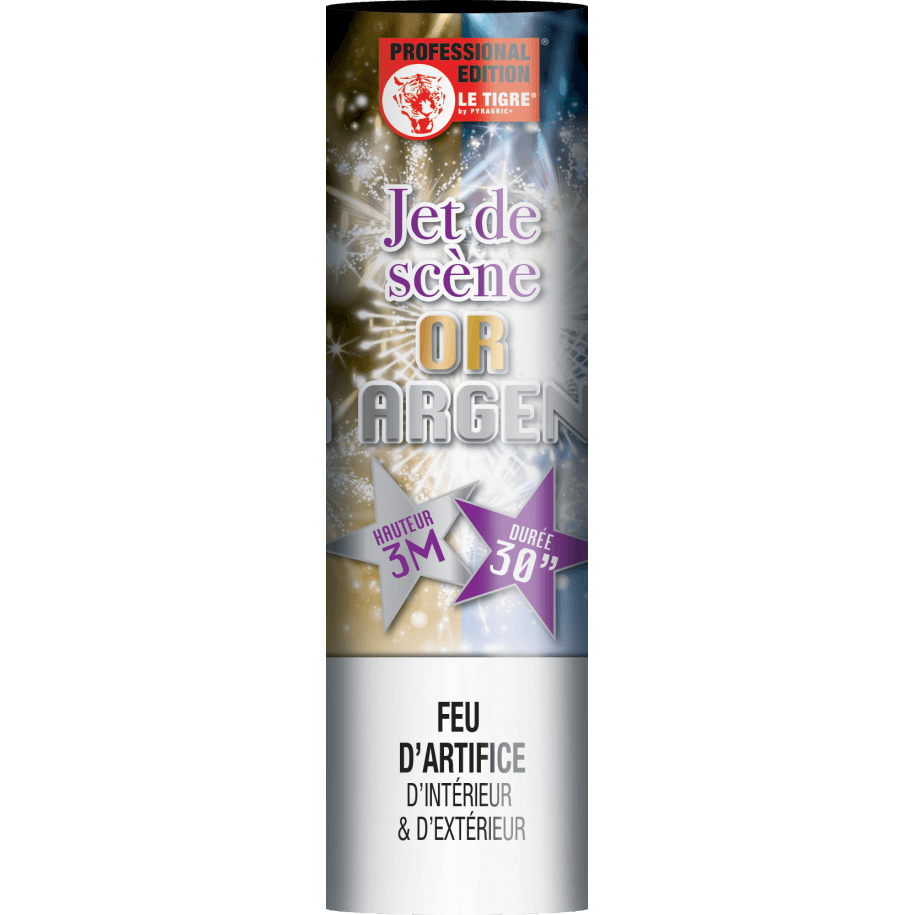 Jet de Scène 3 Mètres 30 Secondes Or & Argent – Effet Double Étincelles - La Boutique De L'artificier