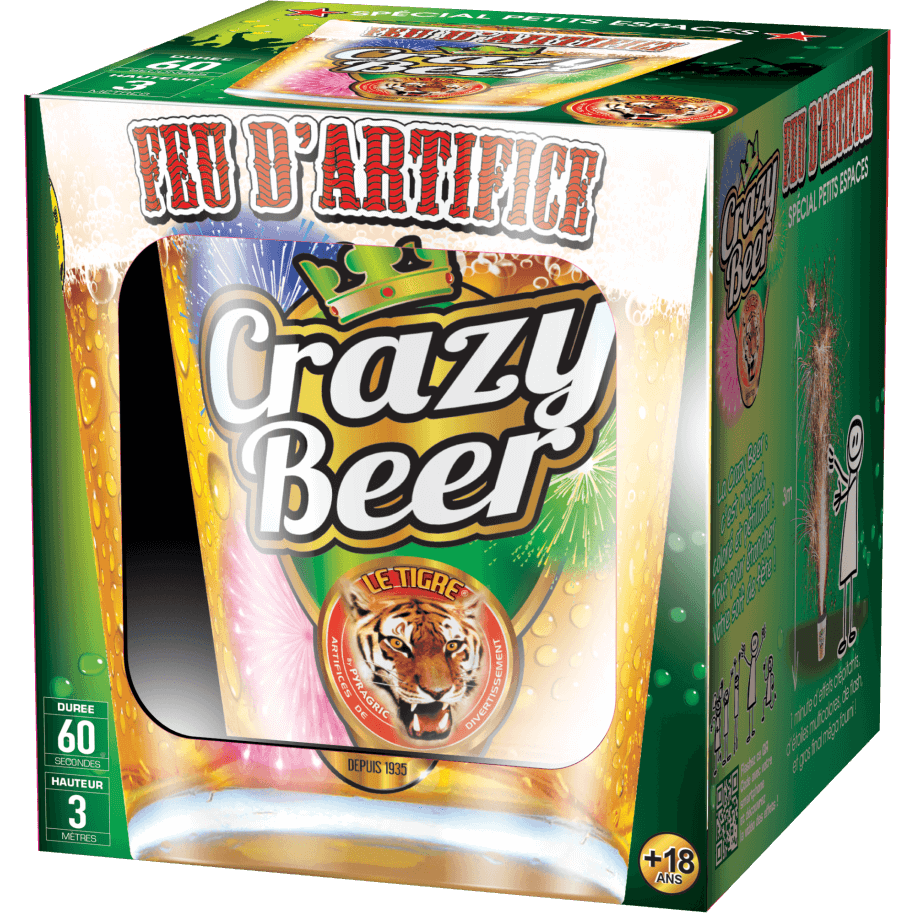 CRAZY BEER – Artifice Original en Forme de Pinte Multicolore F2 - La Boutique De L'artificier