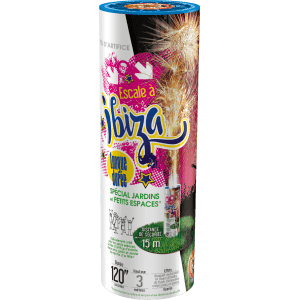 Escale à Ibiza – Grande Fontaine Multicolore Crépitante F2 - La Boutique De L'artificier