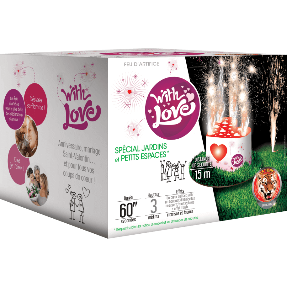 With Love – Artifice en Forme de Cœur Étincelles Multicolores F2 - La Boutique De L'artificier