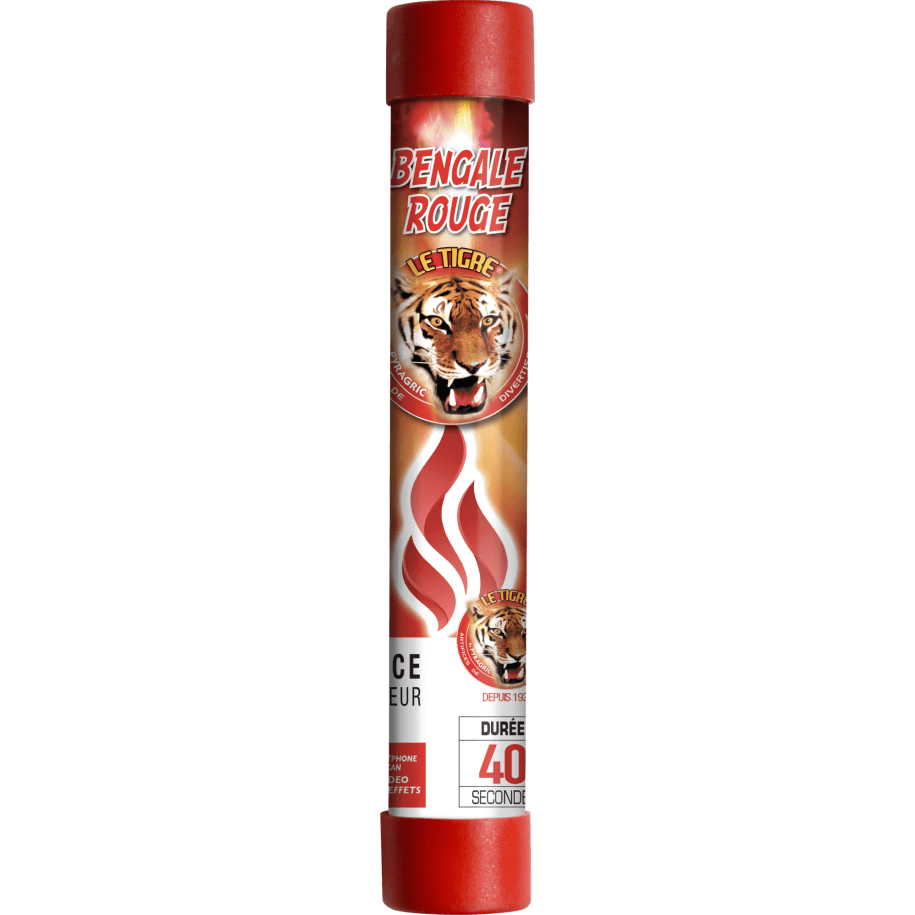 Bengale Rouge – Flamme Vive 40 Secondes Le Tigre F1 - La Boutique De L'artificier