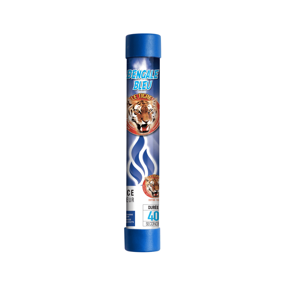 Bengale Bleu – Flamme Intense 40 Secondes Le Tigre F1 - La Boutique De L'artificier