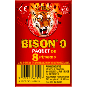 Bison N°0 – Paquet de 8 Pétards Sonores Le Tigre Pyragric F2 - La Boutique De L'artificier