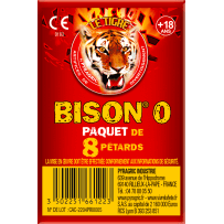 Bison N°0 – Paquet de 8 Pétards Sonores Le Tigre Pyragric F2 - La Boutique De L'artificier