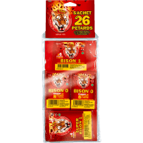 Sachet 48 Pétards Le Tigre Pyragric – Assortiment Bison N°0, N°1 + E-4 F2 - La Boutique De L'artificier