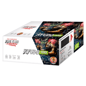 Feu automatique Fire Club Kyudo 100 coups – Compact explosif éventail or & argent F3 - La Boutique De L'artificier