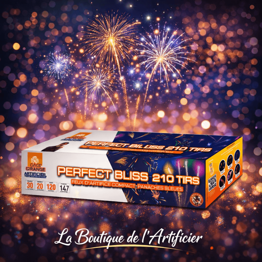 Feu automatique Perfect Bliss 210 tirs – 120 sec – Batterie éventail Soft Power F2 - La Boutique De L'artificier