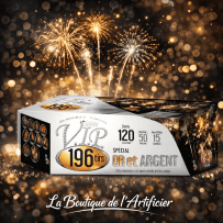 Feu d’artifice automatique Soirée VIP 196 tirs – Or & Argent – Batterie chic F3 - La Boutique De L'artificier