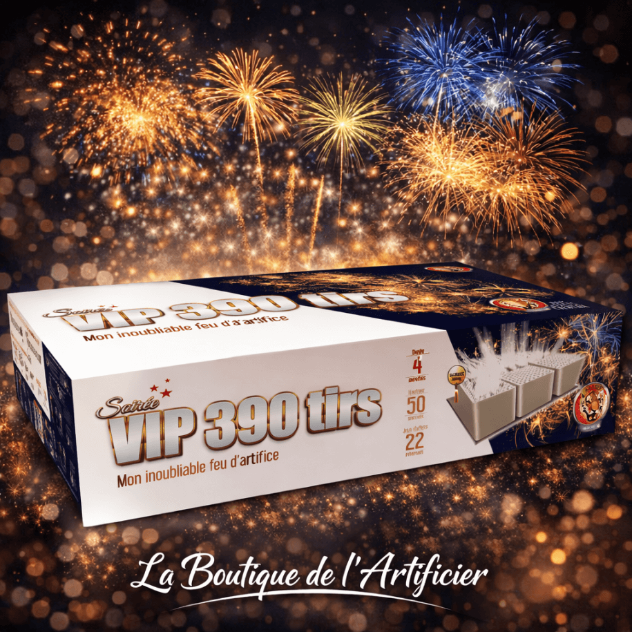 Feu d’artifice automatique Soirée VIP 390 tirs – 4 minutes – Batterie spectacle F3 - La Boutique De L'artificier