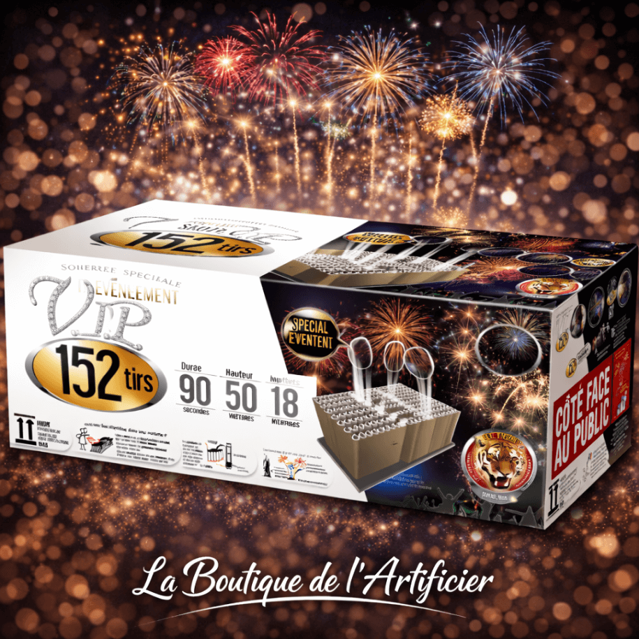 Feu d’artifice automatique Soirée V.I.P. 152 tirs – 90 sec – Batterie spectacle F2 - La Boutique De L'artificier
