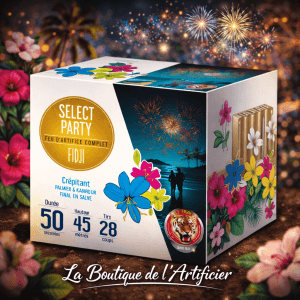 Feu d’artifice Fidji 28 coups – 50 sec – Batterie compacte dorée Select Party F2 - La Boutique De L'artificier