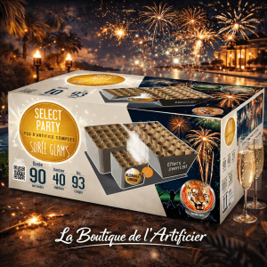 Feu d’artifice automatique Soirée Glam’s 93 tirs – 90 sec – Batterie élégante F2 - La Boutique De L'artificier