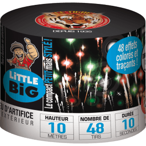 Compact LITTLE BIG CHARLIE – 48 Boules Rouges et Vertes avec Final Crépitant Or - La Boutique De L'artificier