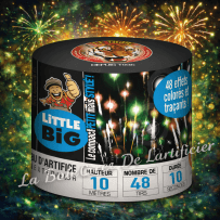 Compact LITTLE BIG CHARLIE – 48 Boules Rouges et Vertes avec Final Crépitant Or - La Boutique De L'artificier