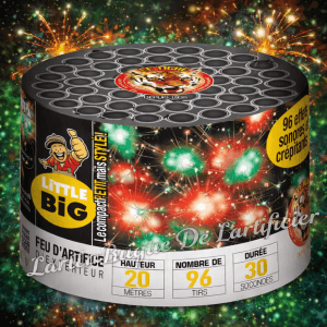 Compact LITTLE BIG TONY – 96 Boules Multicolores – Feu d’Artifice Festif 40 Secondes - La Boutique De L'artificier