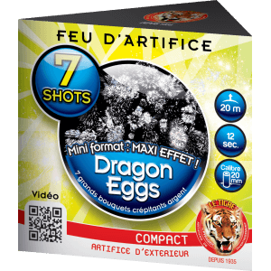 Compact DRAGON EGGS – 7 Shots Étoiles Argentées Crépitantes - La Boutique De L'artificier