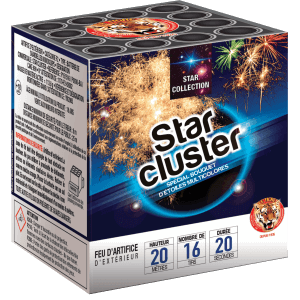 Compact STAR CLUSTER – 16 Coups Bouquets d’Étoiles Multicolores - La Boutique De L'artificier