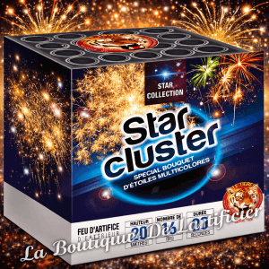Compact STAR CLUSTER – 16 Coups Bouquets d’Étoiles Multicolores - La Boutique De L'artificier